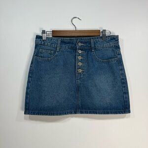 Denim Button-Front Skirt